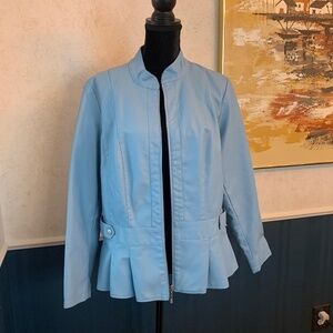 Ashley Stewart Light Blue Faux Leather Jacket Size 14/16